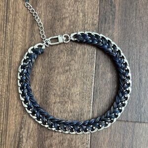 Silver and Blue Chucky Choker Necklace